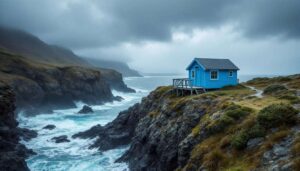 Inside a blue cabin 'on the edge of the world’ – reached only by a rock-cut tunnel